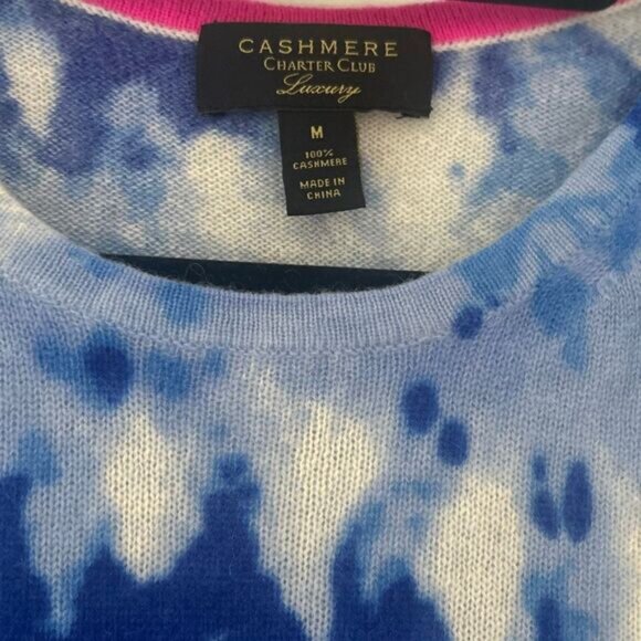 Charter Club Cashmere Tie-Dyed Sweater Size Medium Blue - Picture 4 of 7